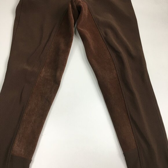 KERRITS Pull On Brown Ribbed Leather Suede Insert Equestrian Breeches Pant - Picture 9 of 15